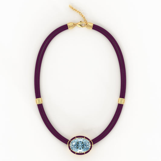 Blue Topaz Silk Cord Pendant - Plum