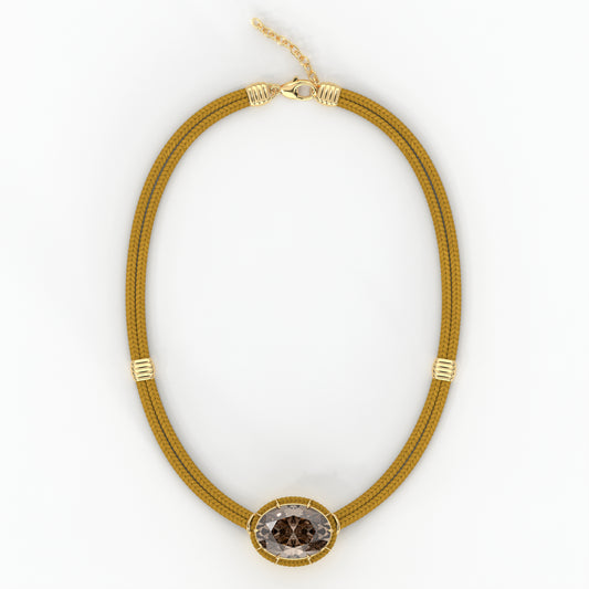 Brown Topaz Silk Cord Pendant - Ochre