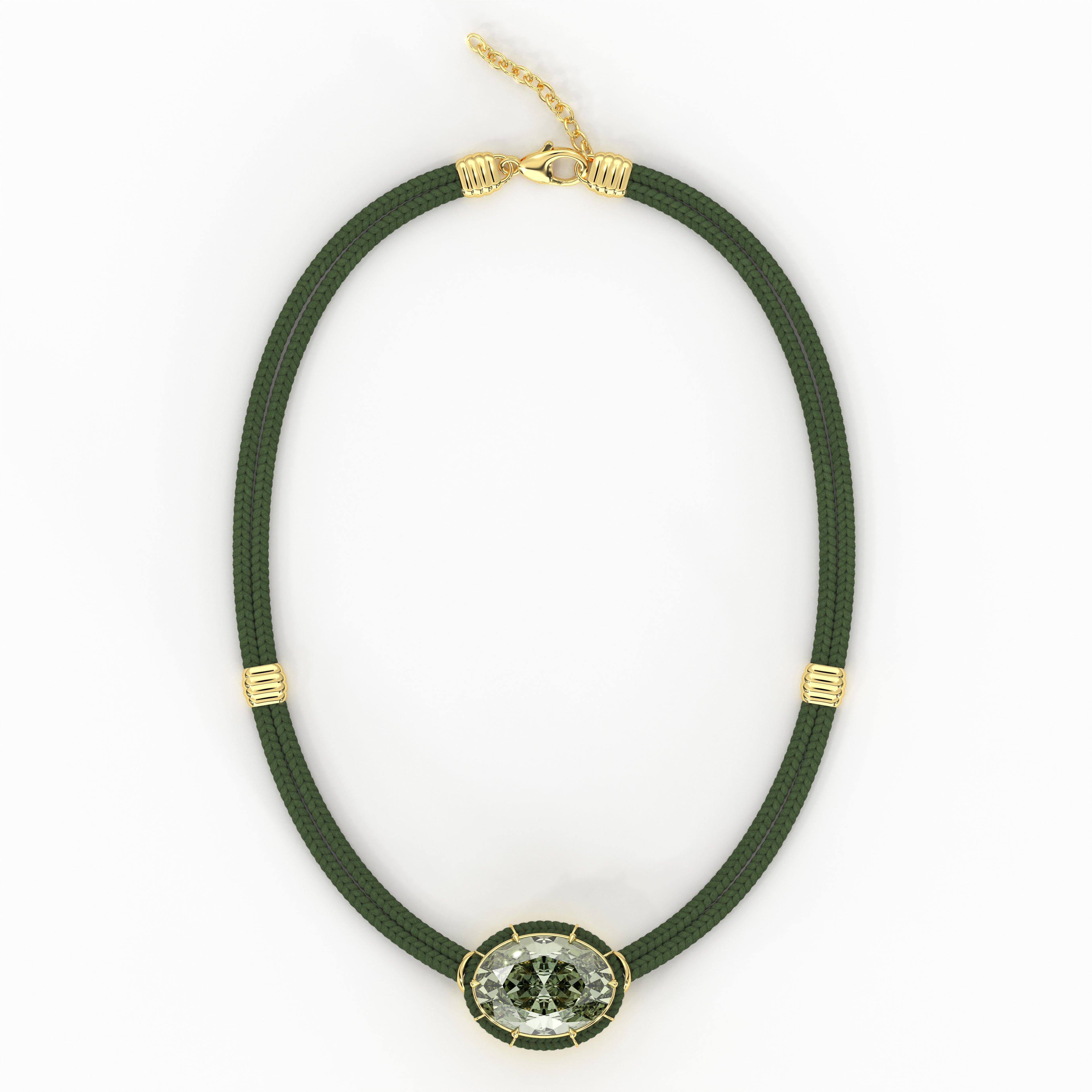 Pendentif en améthyste verte sur cordon de soie - Vert