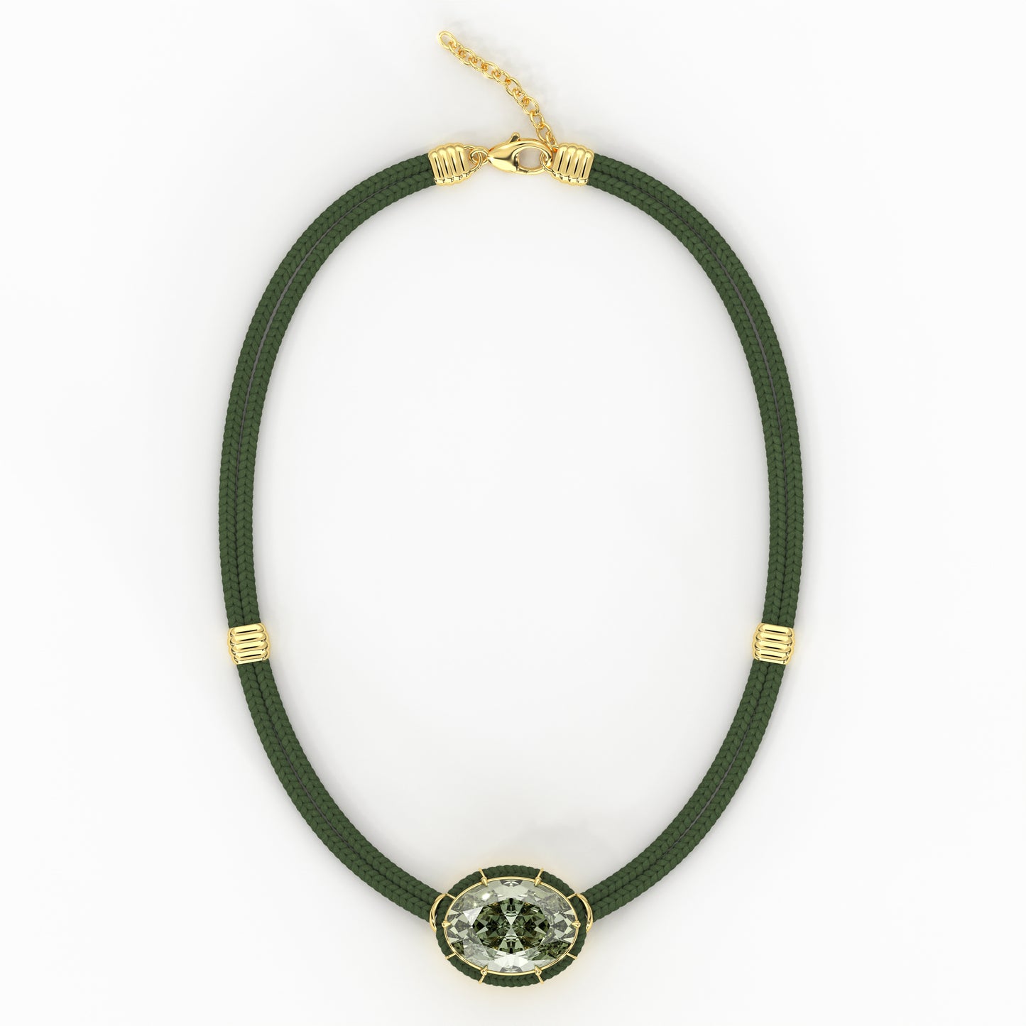 Pendentif en améthyste verte sur cordon de soie - Vert