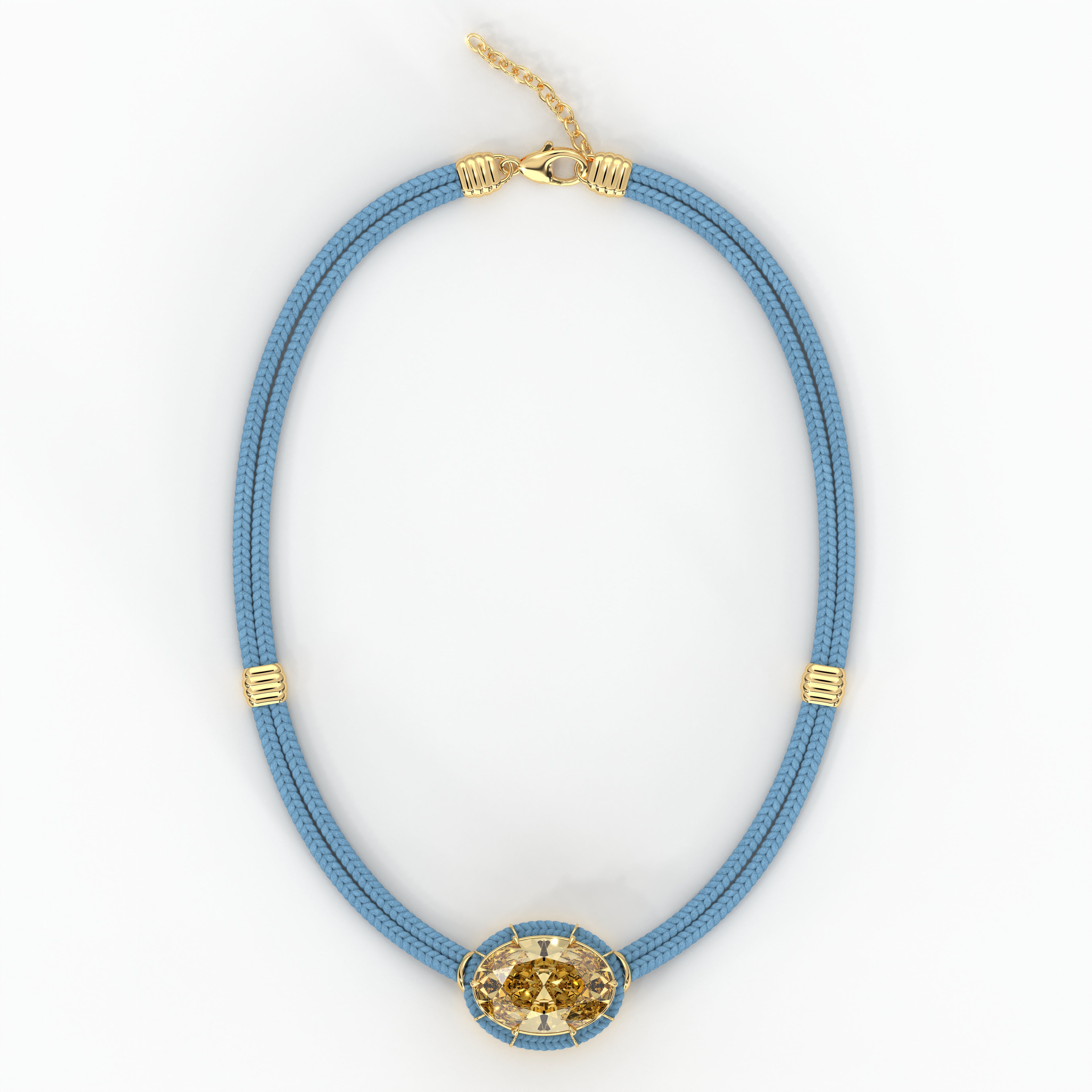 Citrine Silk Cord Pendant - Light Blue