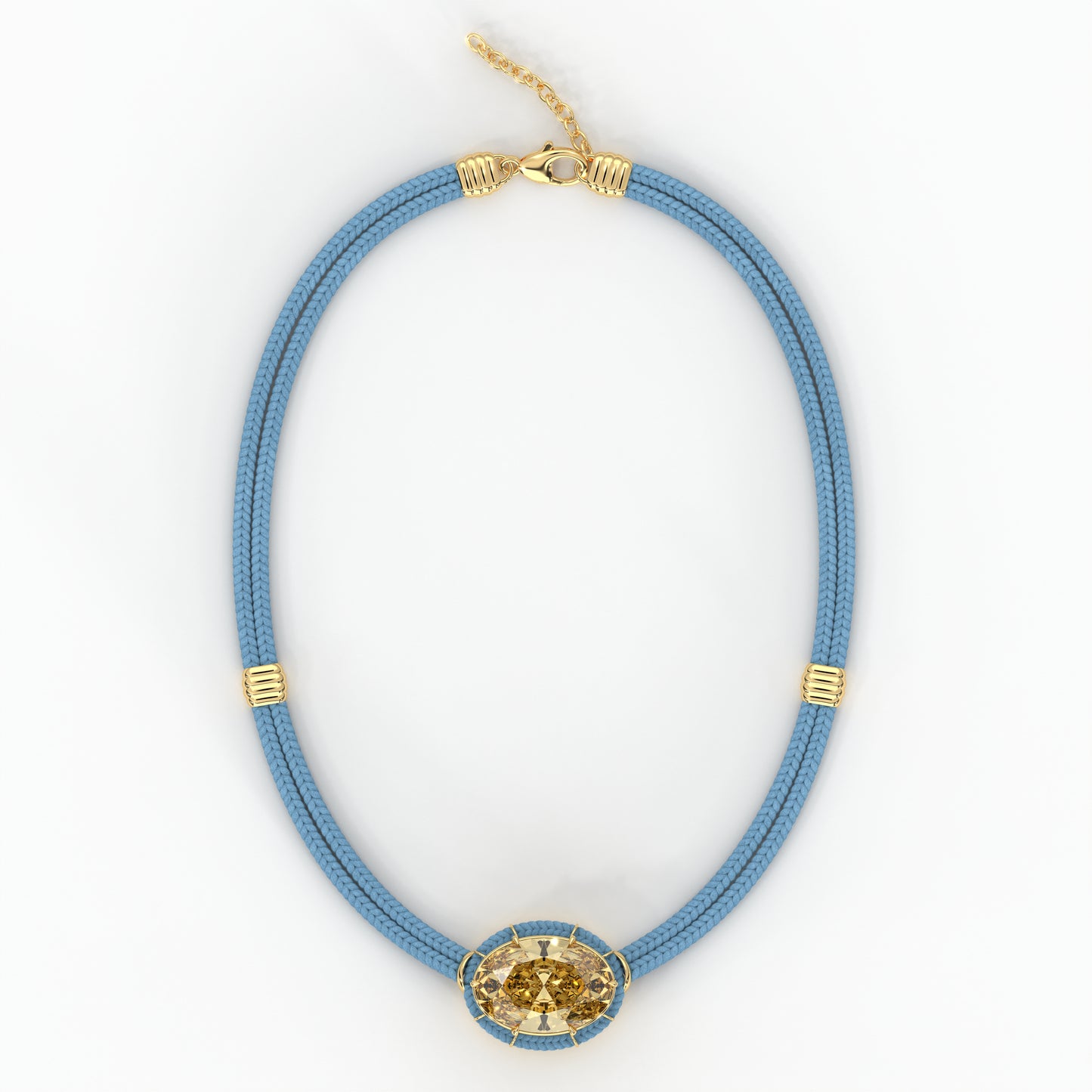 Citrine Silk Cord Pendant - Light Blue