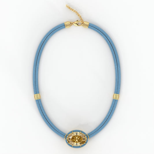 Citrine Silk Cord Pendant - Light Blue