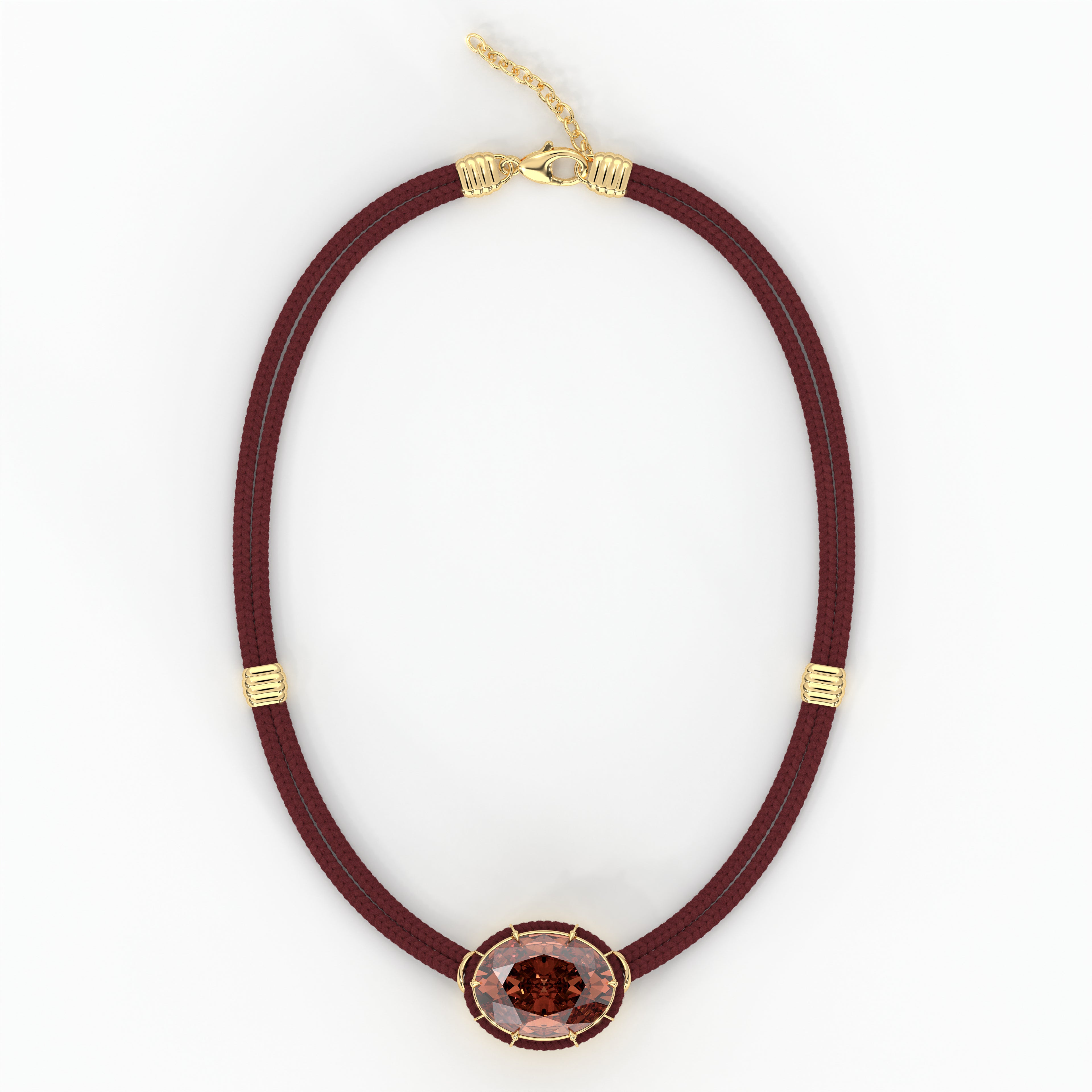 Pendentif Cordon Soie Citrine de Madère - Rouille