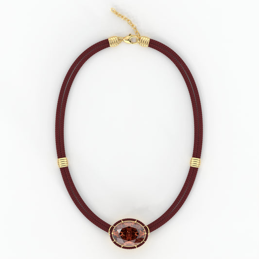 Madeira Citrine Silk Cord Pendant  - Rust