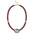 Concave-Cut Green Amethyst Silk Cord Pendant - Rust