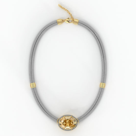 Citrine Silk Cord Pendant - Light Gray