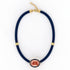 Padparadscha Sapphire Silk Cord Pendant - Navy Blue