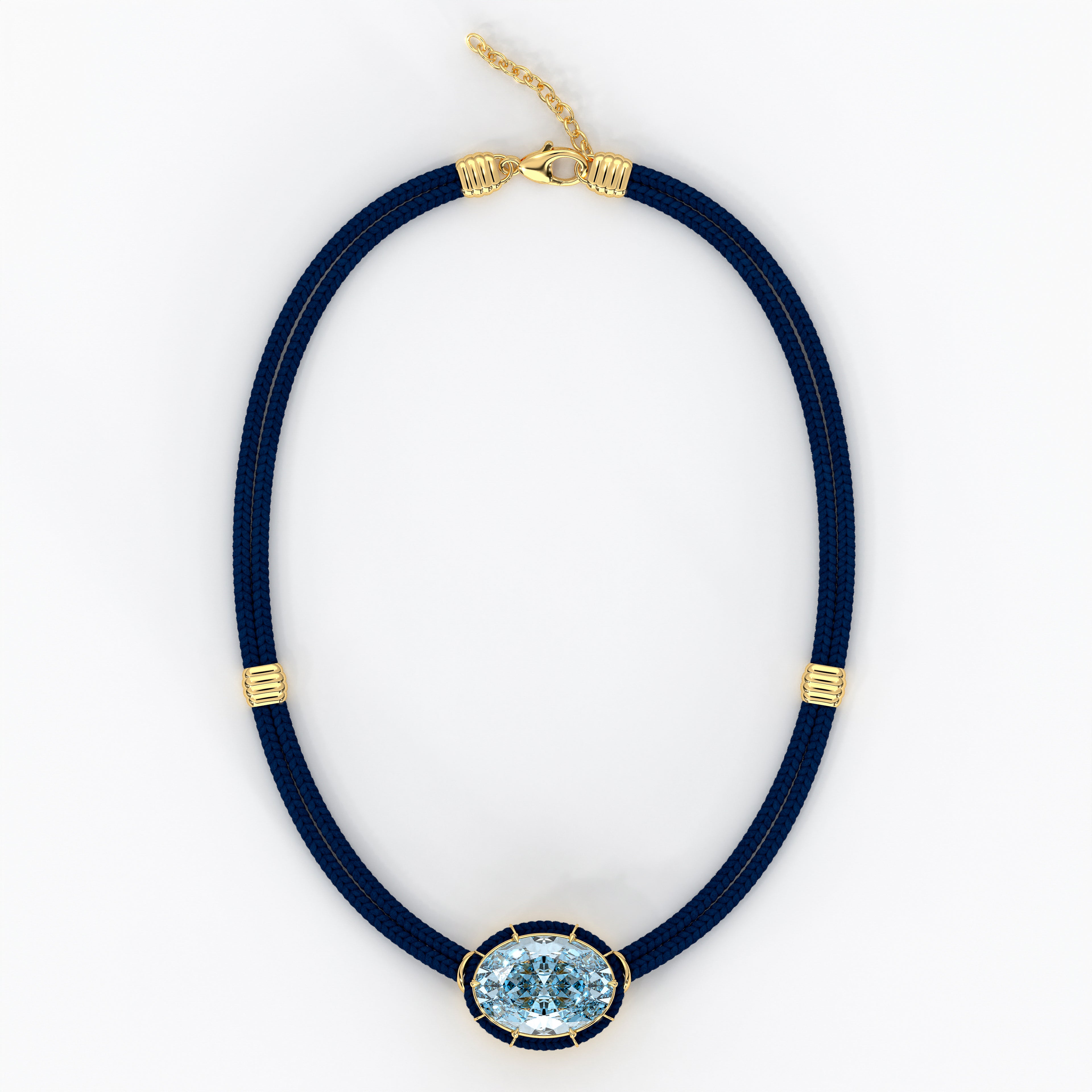 Blue Topaz Silk Cord Pendant - Navy Blue