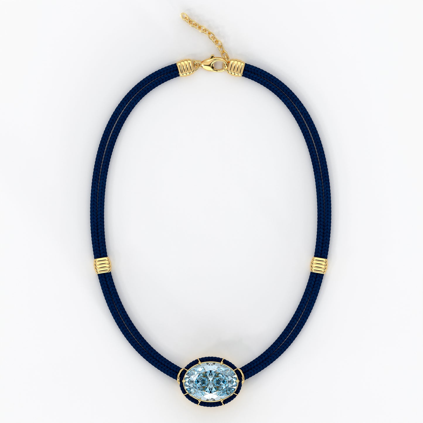 Blue Topaz Silk Cord Pendant - Navy Blue