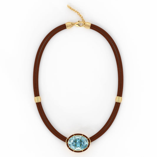 Blue Topaz Silk Cord Pendant - Rust